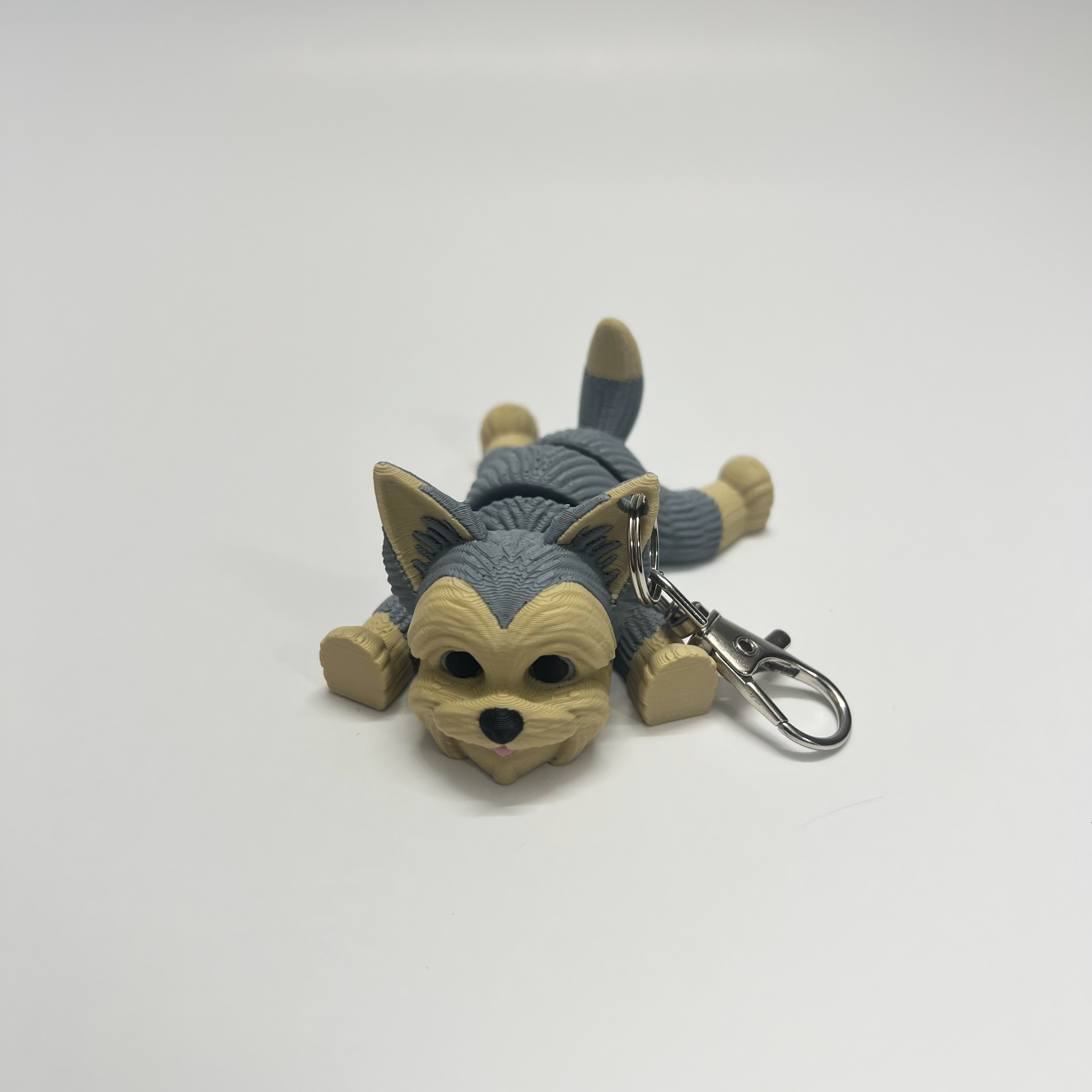 Silver and Tan Yorkshire Terrier memorial charm keychain