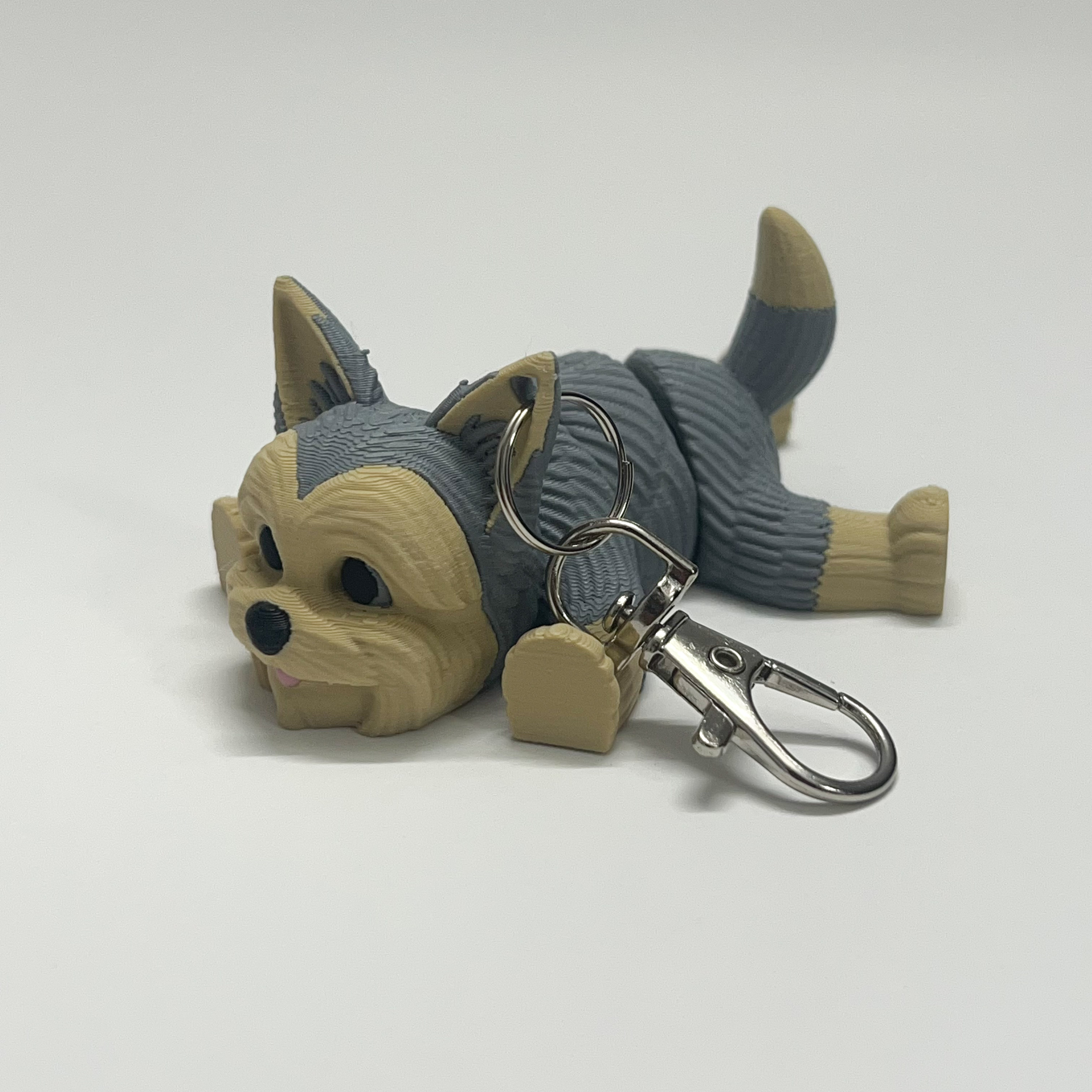 Silver and Tan Yorkie charm side view